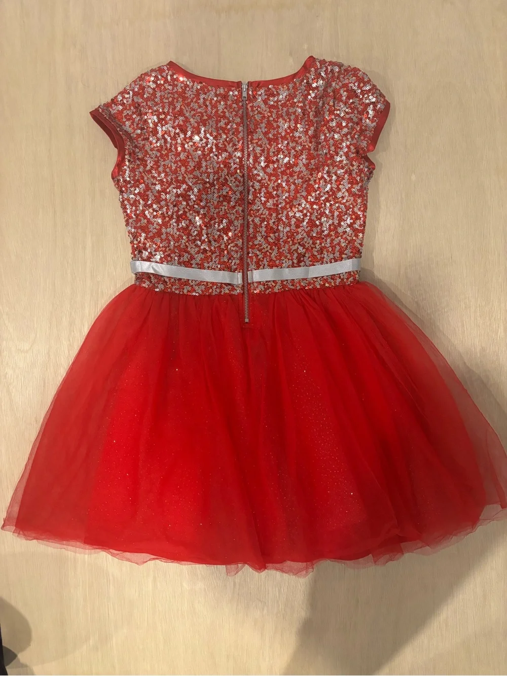 American Girl Size 10 Red Sequin Tulle Christmas Holiday Party Dress